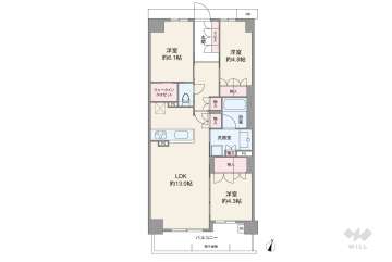 イニシア桃山台4740万円：間取り図