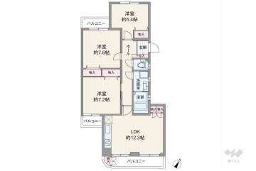 公社山田西第一次団地A-3棟2290万円：間取り図