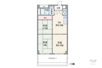 シャンピア阿波座1890万円：間取り図