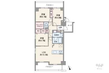 グランドハイツ大阪城公園5980万円：間取り図