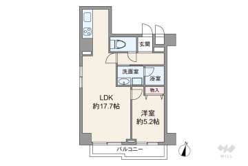 シーズ梅田東3780万円：間取り図