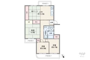 公社山田西Ｂ団地A-15棟1280万円：間取り図