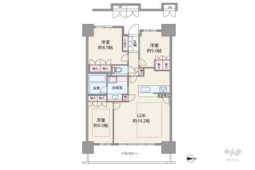 リバーガーデン四天王寺9480万円：間取り図