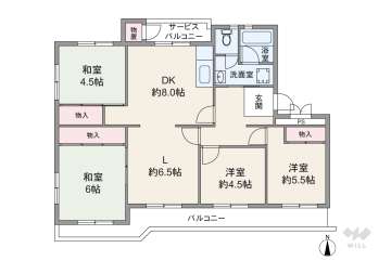 高槻塚原台ハイツ5号棟1080万円：間取り図