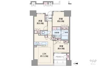 リバーガーデン四天王寺8688万円：間取り図