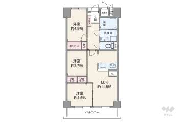 カネボウ西宮グリーンマンション1号棟2680万円：間取り図