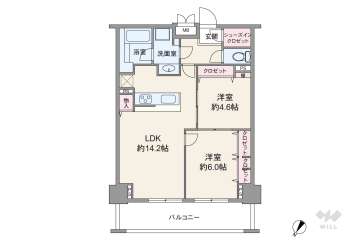 エスリード長堀タワー6680万円：間取り図