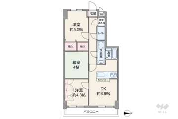 パインコート松屋町2058万円：間取り図