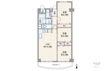 阪急南茨木ハイタウン駅前高層住宅B棟2380万円：間取り図