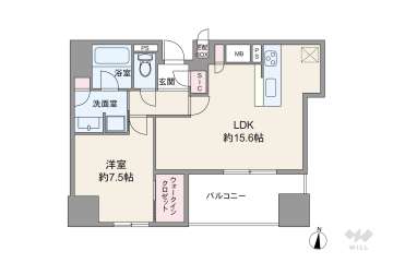 ザ・パークハウス 大阪梅田タワー9780万円：間取り図