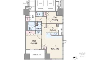 ザ・パークハウス 大阪梅田タワー12500万円：間取り図