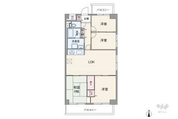 クローバーハイツ江戸堀3750万円：間取り図