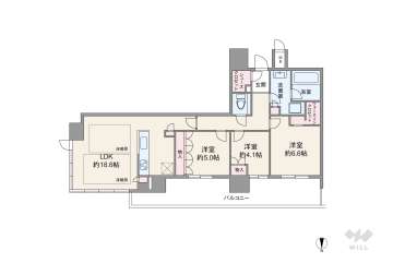 グランドメゾン上町一丁目タワー13980万円：間取り図