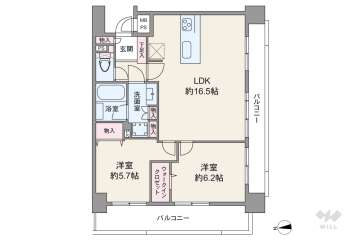ライオンズマンション松屋町5599万円：間取り図