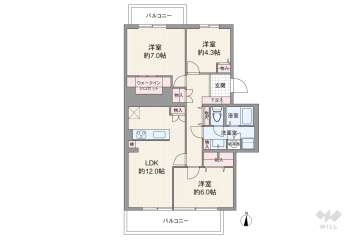 公団千里緑丘団地１７号棟2890万円：間取り図