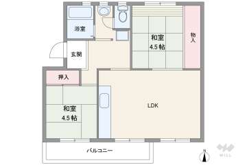 箕面粟生第２住宅22棟550万円：間取り図