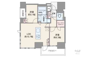 ザ・パークハウス 大阪梅田タワー14300万円：間取り図
