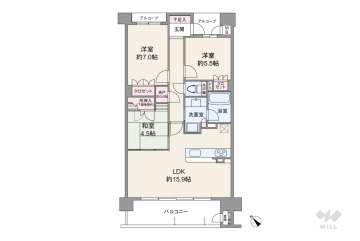 レ・ジェイド西宮北口 樋ノ口町5080万円：間取り図