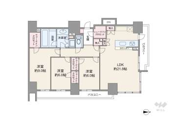 プレミストタワー靱本町36600万円：間取り図