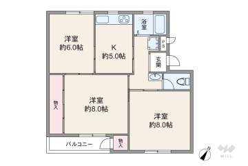 渦ヶ森コーポ18号館550万円：間取り図