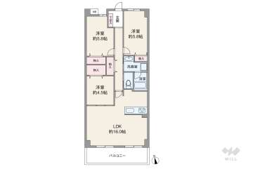 サンヴェール芦屋翠ヶ丘5480万円：間取り図