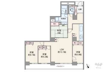 ＲＩＣウエストコート3番街1番館4480万円：間取り図
