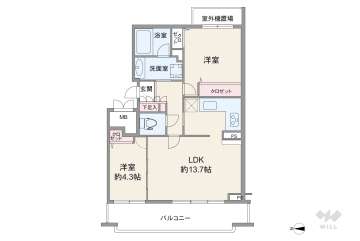 豊中上野西パークハウス2499万円：間取り図