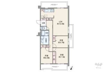 箕面粟生第５住宅2690万円：間取り図