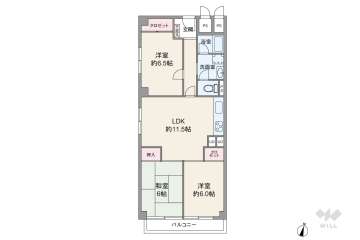 芦屋精道スカイハイツ1988万円：間取り図