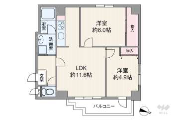 シーズ梅田東3300万円：間取り図
