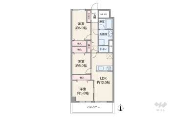 西道頓堀コーポ1号棟3588万円：間取り図