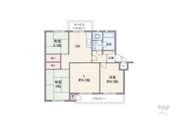 水無瀬青葉ハイツ9号棟680万円：間取り図