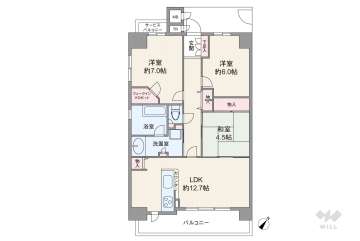 ルモン肥後橋公園前6990万円：間取り図