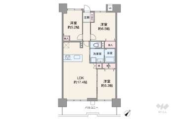 武庫川樹のまち16号棟2190万円：間取り図