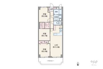 パレス箕面2799万円：間取り図