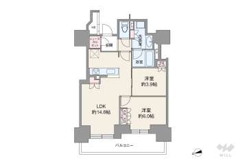 プラウドタワー梅田豊崎7680万円：間取り図