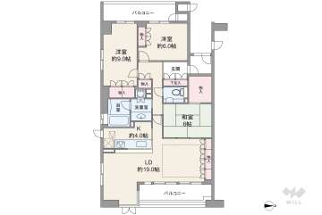 ヴァンデュールアッシュ南船場9980万円：間取り図