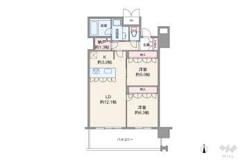 MJR堺筋本町タワー9770万円：間取り図