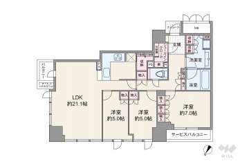 ザ・ファインタワー大阪肥後橋25980万円：間取り図