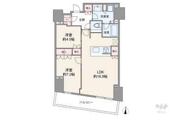 Brillia(ブリリア) Tower 堂島13600万円：間取り図