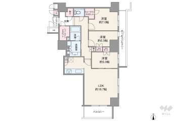 ジオタワー新町15800万円：間取り図