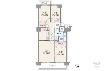 土佐堀ビューハイツ3680万円：間取り図