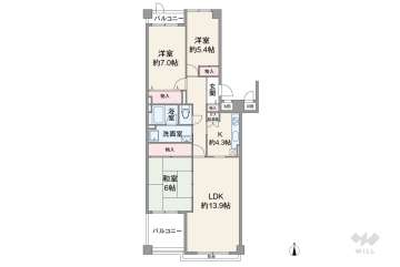 愛宕山ビューハイツ2698万円：間取り図