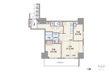 ジオタワー新町9680万円：間取り図