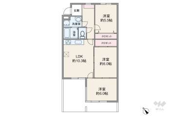 イスズハイツベル芦屋パート21498万円：間取り図