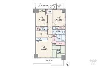ネバーランド西宮駅前3680万円：間取り図