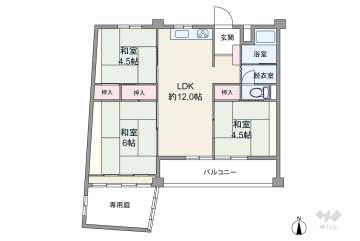 箕面マンションプラザ1480万円：間取り図