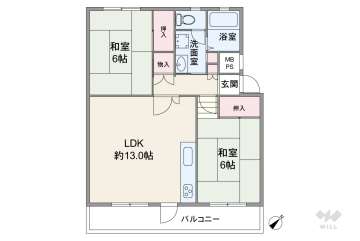 ライオンズマンション箕面C棟650万円：間取り図