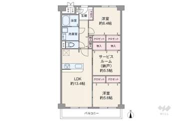 日商岩井野江マンション2990万円：間取り図