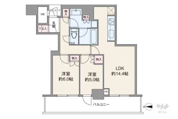 プレミストタワー大阪新町ローレルコート9800万円：間取り図